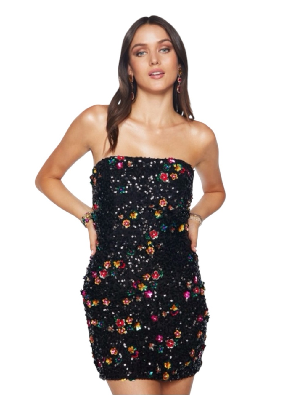 NWT Ramy Brook Anastasia Strapless Sequin Mini Dress Size 6 - Picture 3 of 8